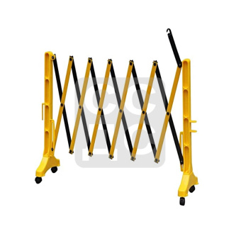 Раздвижное дорожное ограждение на колёсах переносное «Желтый забор на колёсах»